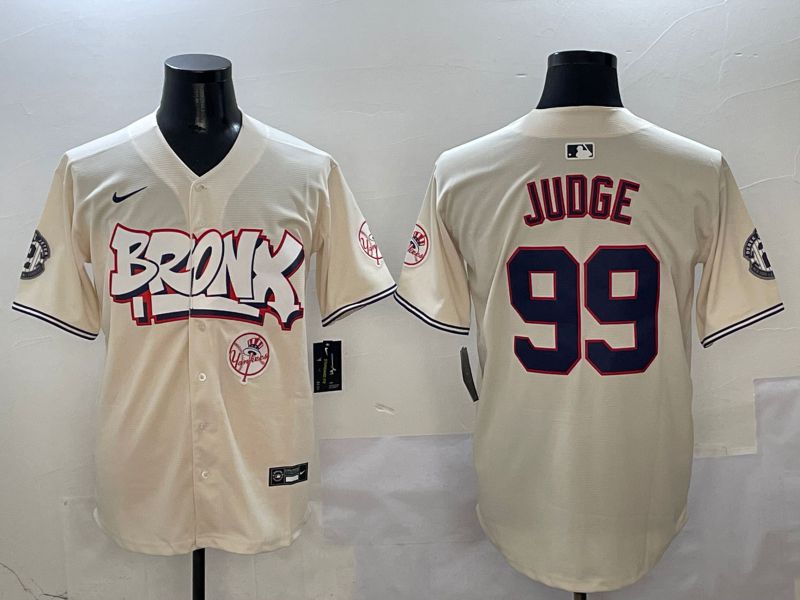 Men New York Yankees #99 Judge Cream four generations Joint Name 2025 Nike MLB Jersey style 4117->new york yankees->MLB Jersey